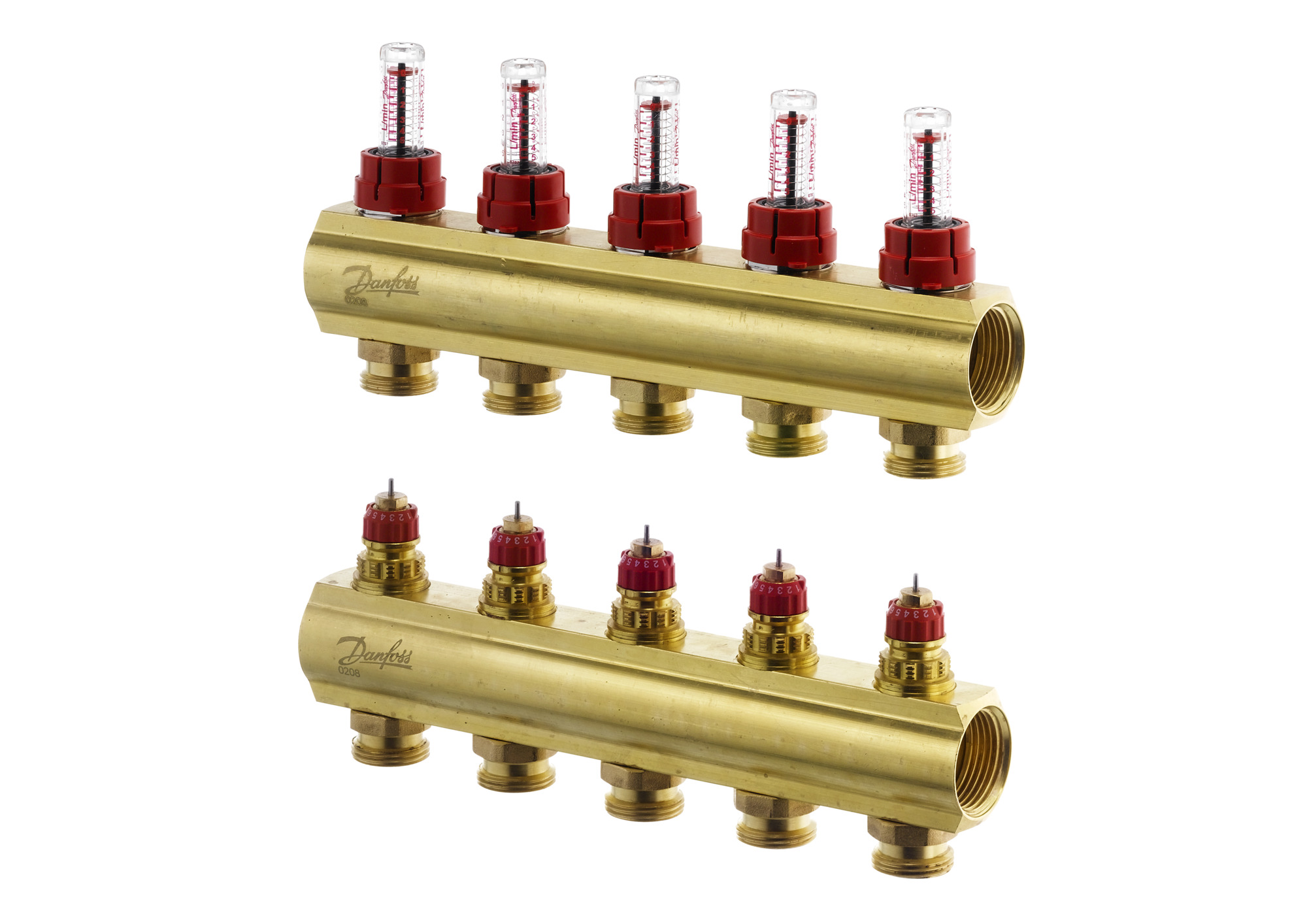 Danfoss FBH-Verteiler FHF-5F 5 Kreise, mit Durchflussanzeige
