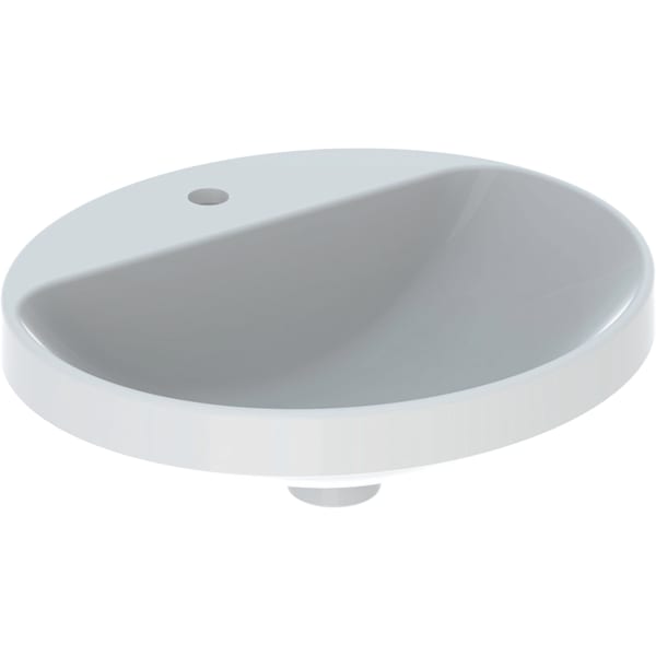 Geberit VariForm Einbauwaschtisch, oval mit HLB, 50x45cm, o. Ül., weiß gl