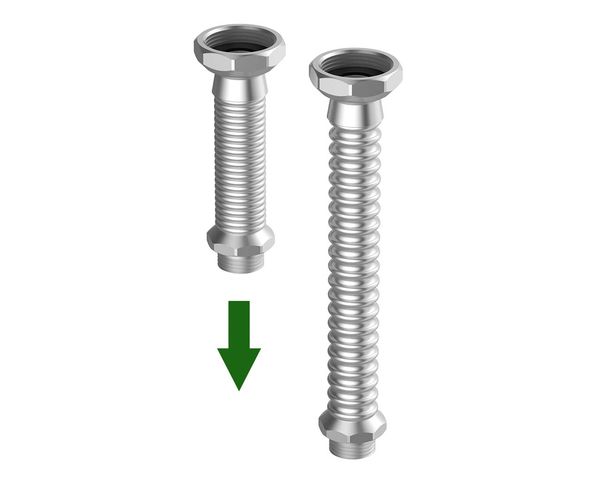 Flamco Inoflexi Stretch-Verbindungsrohr 1" IG x 1" AG, 80 mm