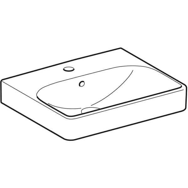 Geberit Smyle Handwaschbecken, eckig, 50x41cm m. Hl., m. Ül., weiß, KeraTect
