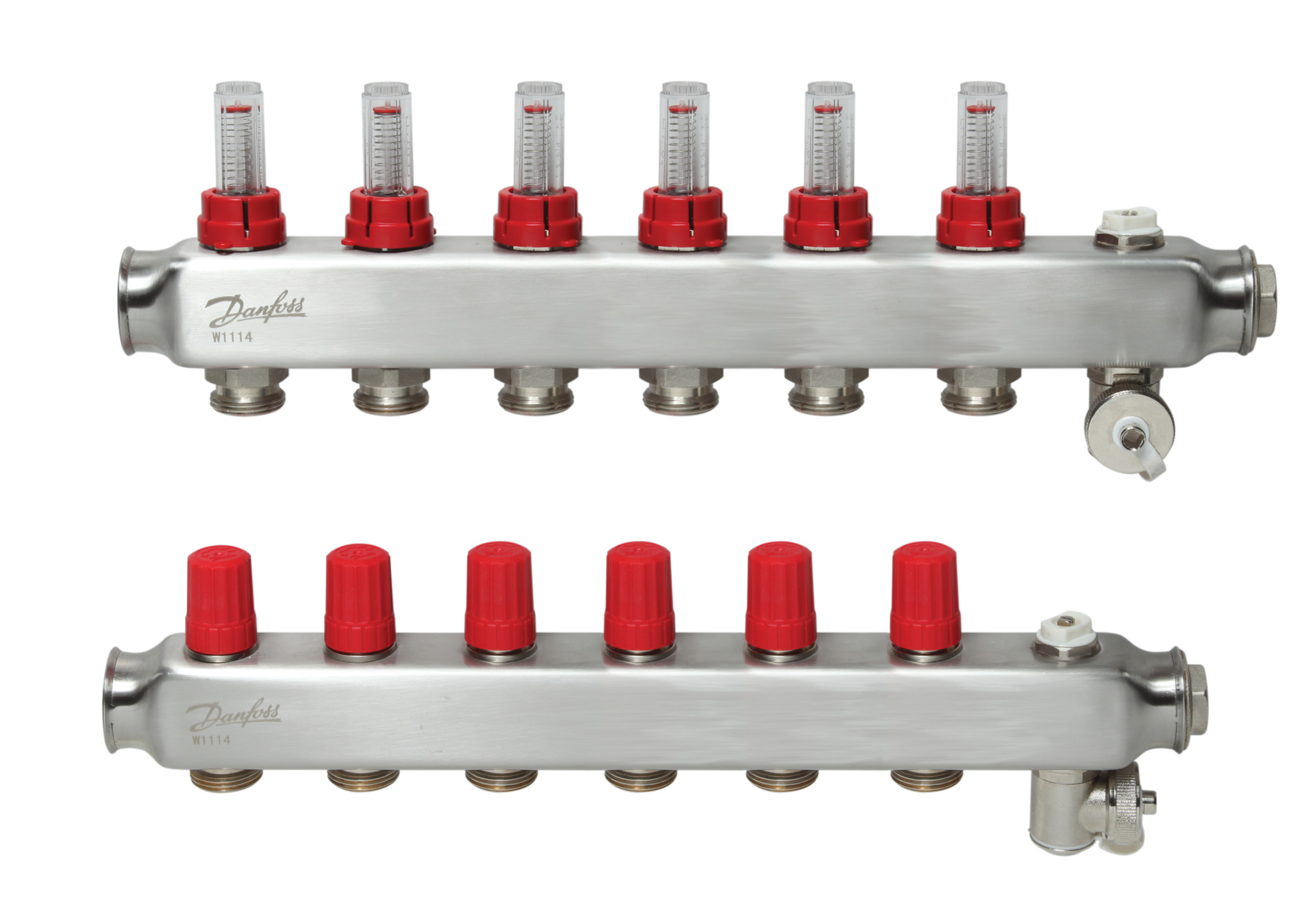 Danfoss FBH-Verteiler SSM-6F 6 Kreise, mit Durchflussanzeige