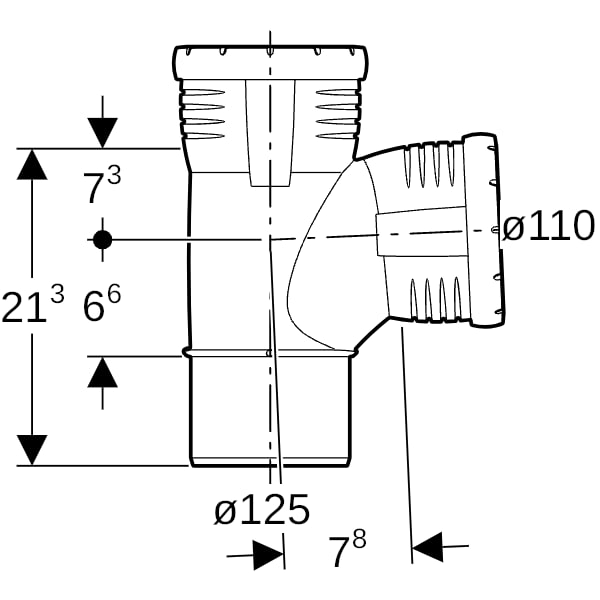 Geberit Silent-Pro Bogenabzweig 87,5Gr d125/110