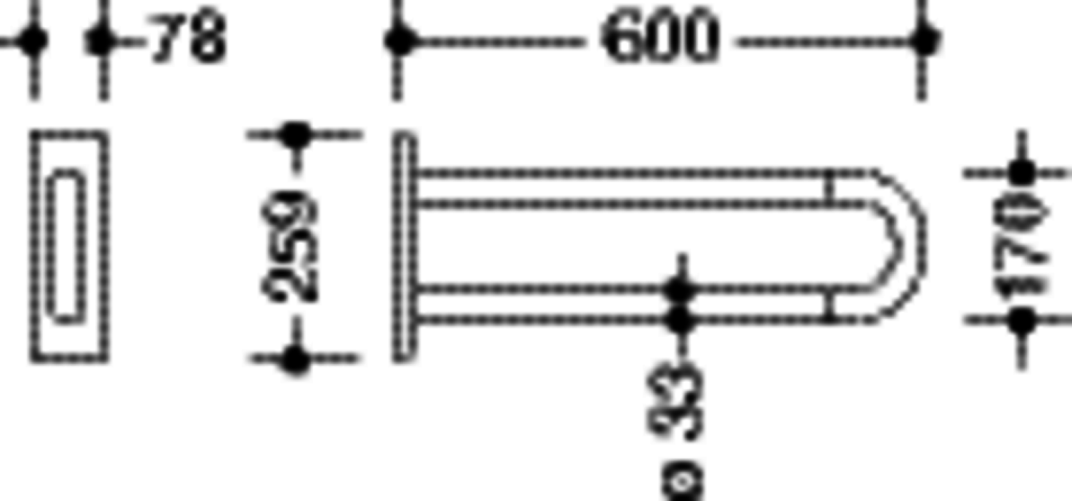 HEWI Wandstützgriff Ser 801, L:600mm signalweiß