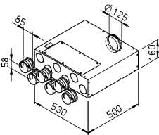 Helios FRS-FVK 6-75/125 Flach-Verteilerk. 6x DN75, 1x DN125