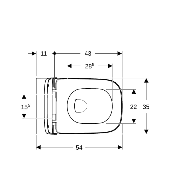 Geberit Smyle Set Wand-WC eckig, mit WC-Sitz Tiefspüler, Rimfree, geschl. Form, weiß