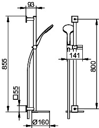 KEUCO Brause-Set IXMO 59587, mit Ablage weiß, eckig, verchromt