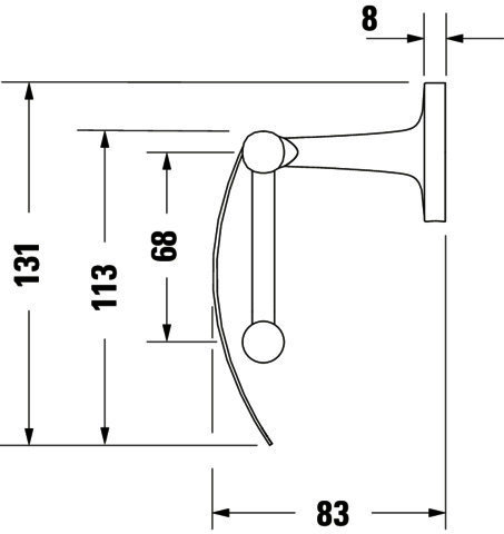 DU Starck T Papierrollenhalter, Schwarz Matt, 125x83x131