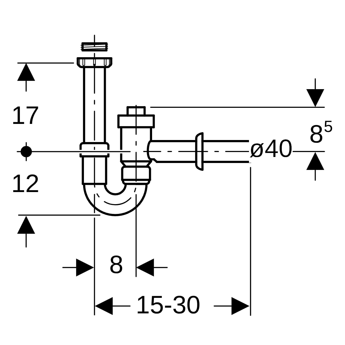 Geberit Rohrbogengeruchsverschluss für WT mit Rückflussverhinderung G1 1/2x40