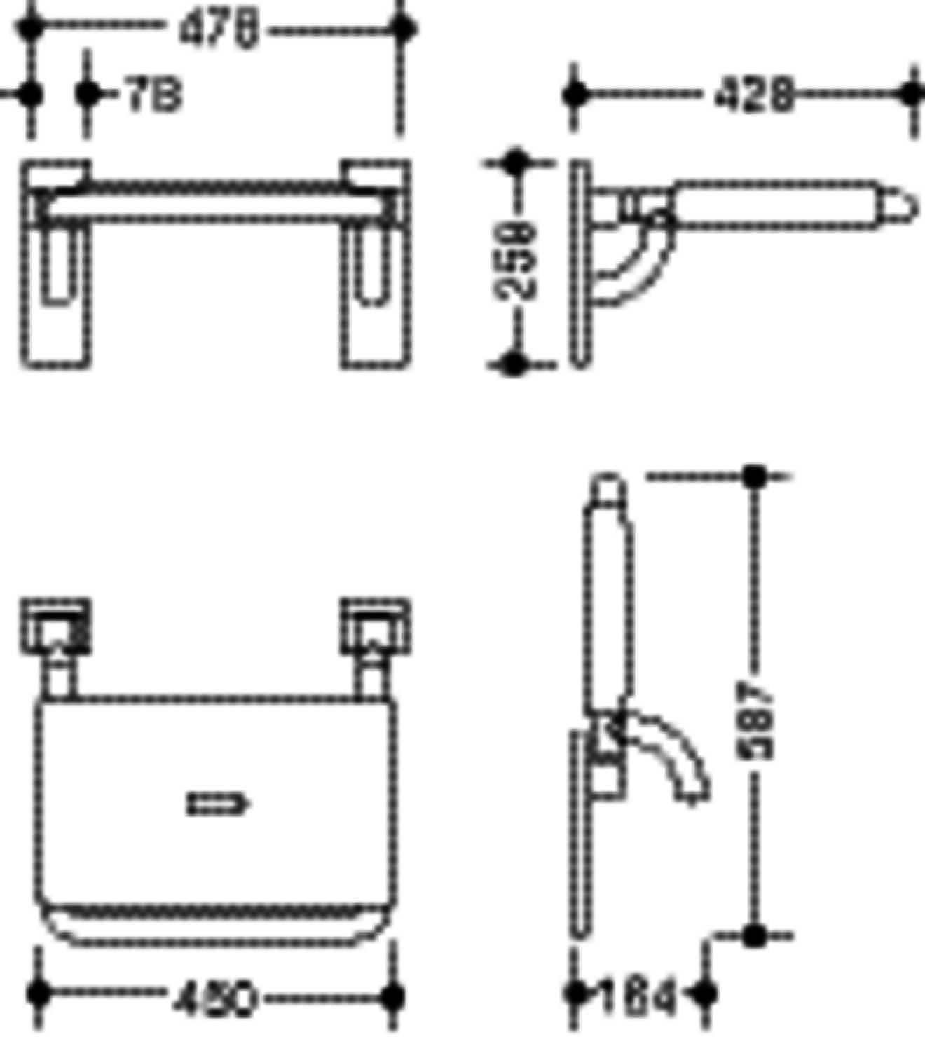 HEWI Klappsitz m. Gabelgelenk B=478mm,T=428mm  signalweiß