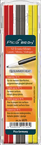 Minenset Pica BIG-Dry 4x gelb/4x rot/4x graphit b.70Grad stabil 12 Minen/Set Minenset Pica BIG-Dry 4x gelb/4x rot/4x graphit b.70Grad stabil 12 Minen/Set