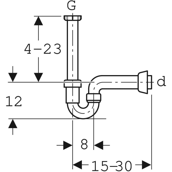 Geberit Rohrbogengeruchsverschluss für Spülbecken Abgang horiz. G1 1/2x40