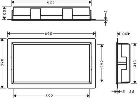 Hansgrohe Wandnische XtraStoris Original mit Rahmen 300x600x100 mm MSW