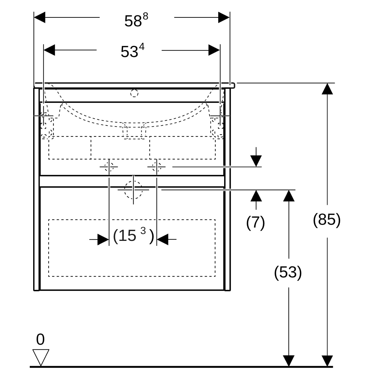 Geberit Renova Plan Set MWT mit US, 2 Schubl. 60x62,1x48cm, sandgrau/l. seidenmatt