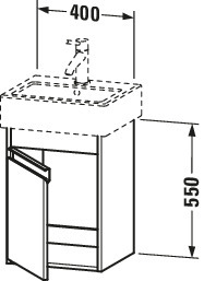 DU WTU wandhängend Ketho 320x400x550mm 1 Tür, TA li., f.070445, weiß matt