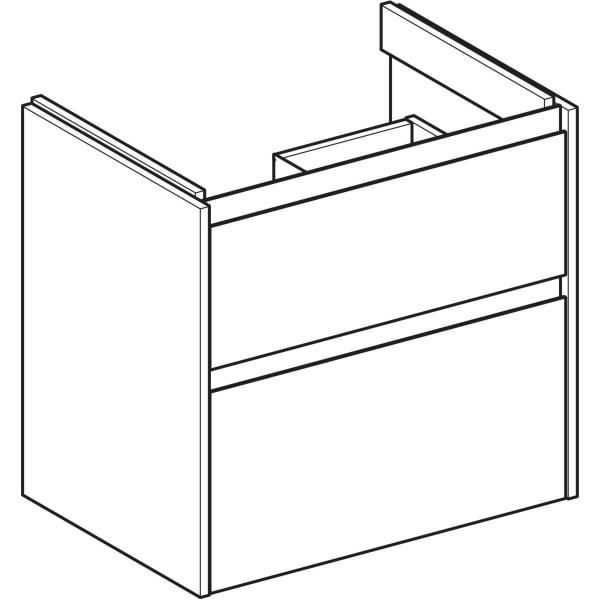 Geberit Renova Plan US f. WT, m. 2 Schubladen 64,4x60,6x44,6cm, weiß/l. seidenglanz