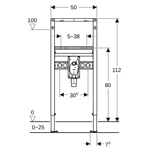 Geberit Duofix Element f. WT, 112 cm Standarmatur, mit UP Siphon