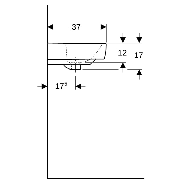 Geberit Renova Compact Waschtisch, 60x37cm m. Hl., o. Ül., weiß