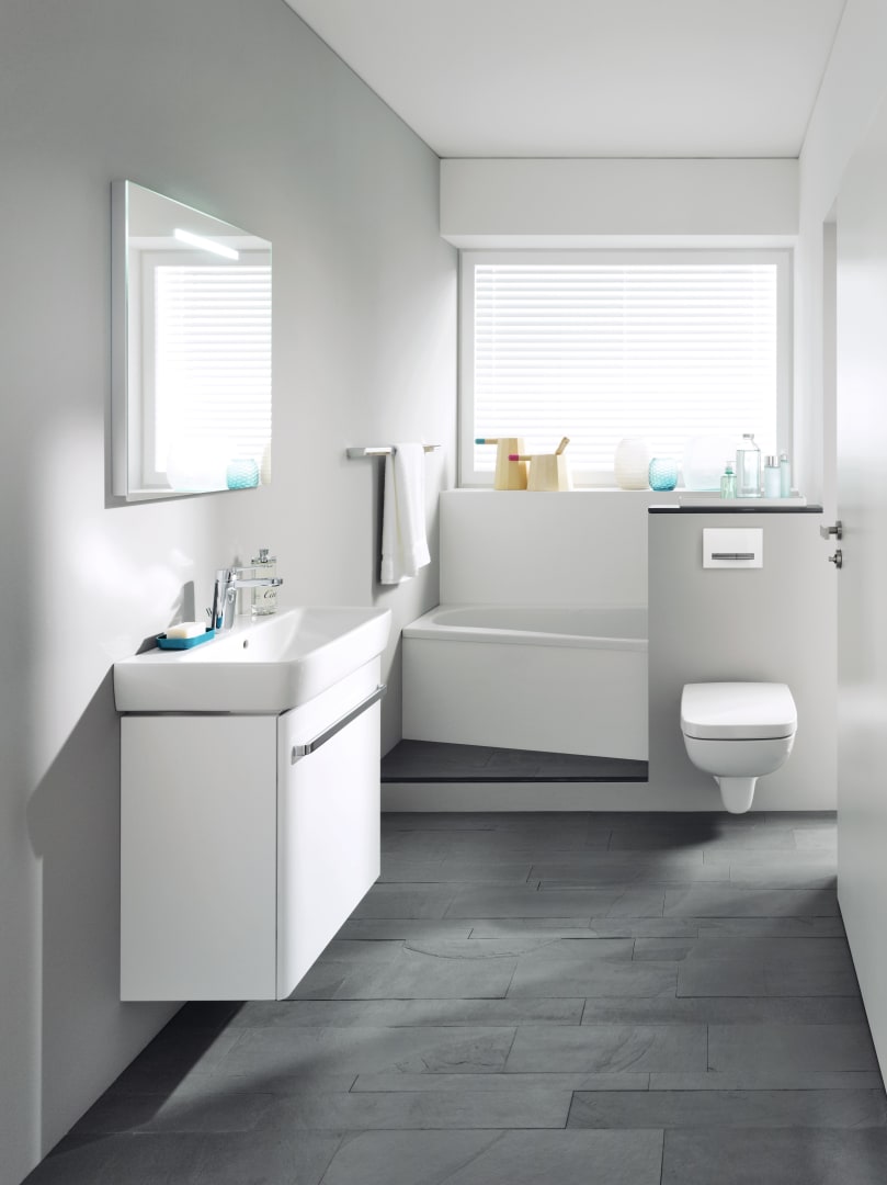 Geberit Renova Compact Waschtisch, 60x37cm m. Hl., m. Ül., weiß, KeraTect