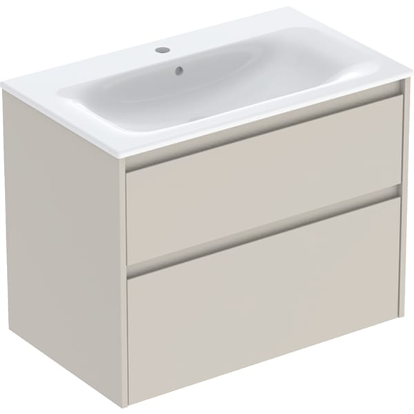 Geberit Renova Plan Set MWT mit US, 2 Schubl. 80x62,1x48cm, sandgrau/l. seidenmatt