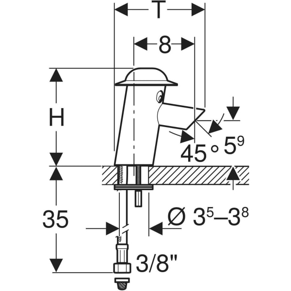 Geberit Bambini Waschtischarmatur, Batt.Betr. farbneutral, hochglanz verchromt