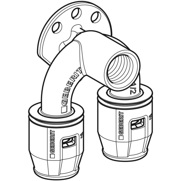 Geberit PushFit Doppelanschlusswinkel 90Gr Rg d20-Rp1/2-d16 L:52mm