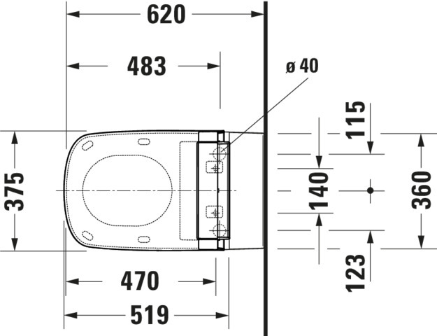 DU Wand-WC DuraStyle 620 mm, Tiefspüler Durafix, f.SW m.verd.Anschl., weiß WG