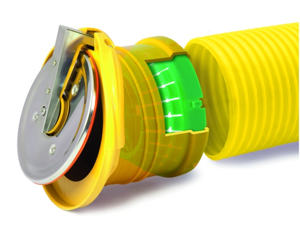 airfit Rohrendklappe DN 110 für Drainage-Rohre, gelb