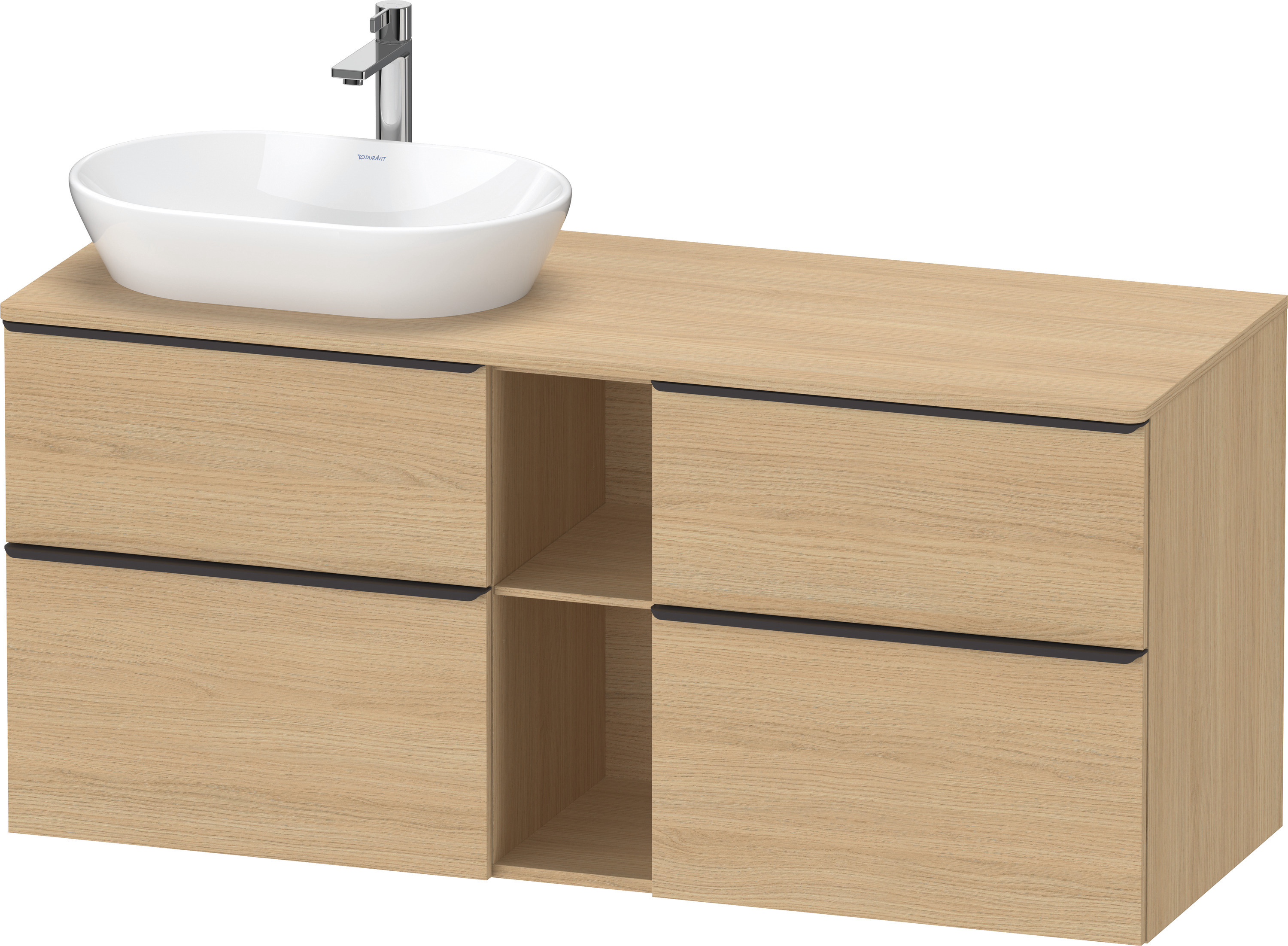 Duravit D-Neo,Kons-WTU,L,AZ:2,SBK:2,Gr:D.Schw 1400x550x644mm,Wdh,Natur Eiche Matt,Dek.