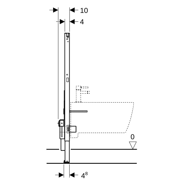 Geberit Duofix Element f. Bidet, 98 cm universell
