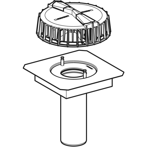 Geberit Pluvia Dachwassereinlauf m. Anschlussblech für Rinnen, d90, 25l/s