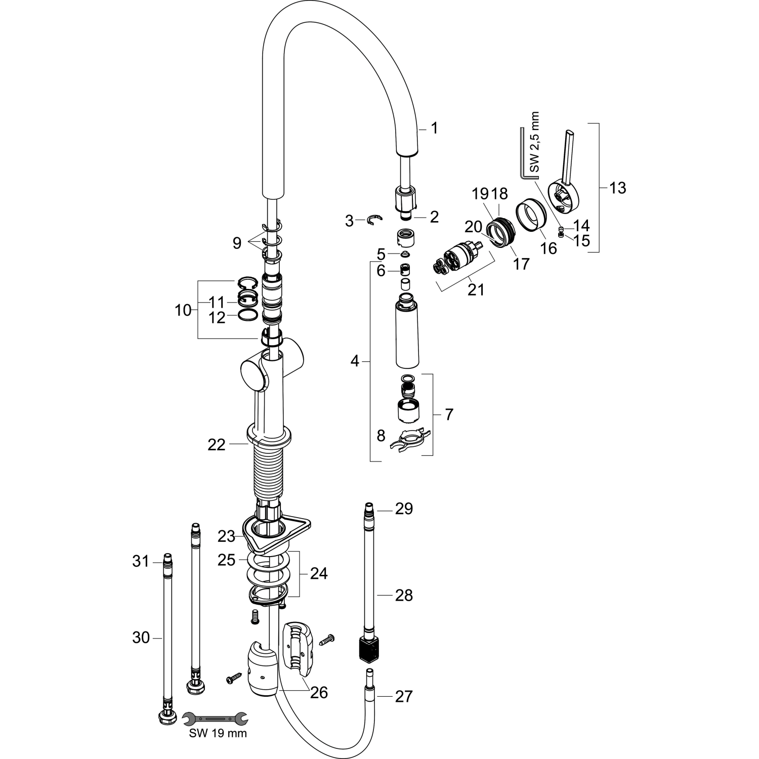 Hansgrohe Spültischmischer 210 Talis M54 Eco Ausziehbrause 2jet chrom