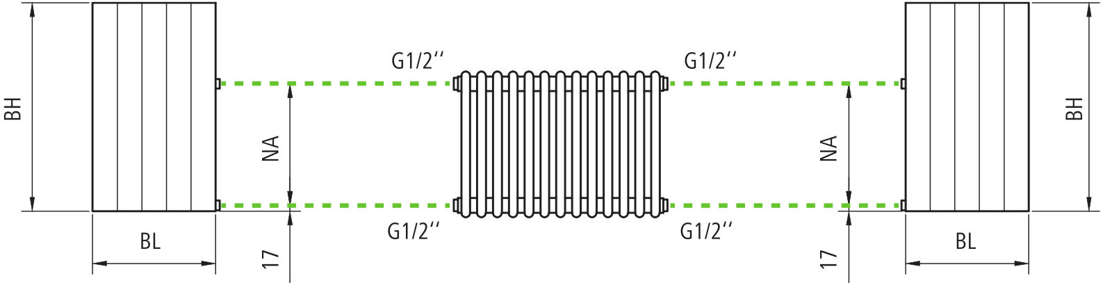 Kermi Heizwand HVN Typ22 BH2200x122x630 QN2860, RAL9016, 6 bar, ANB12