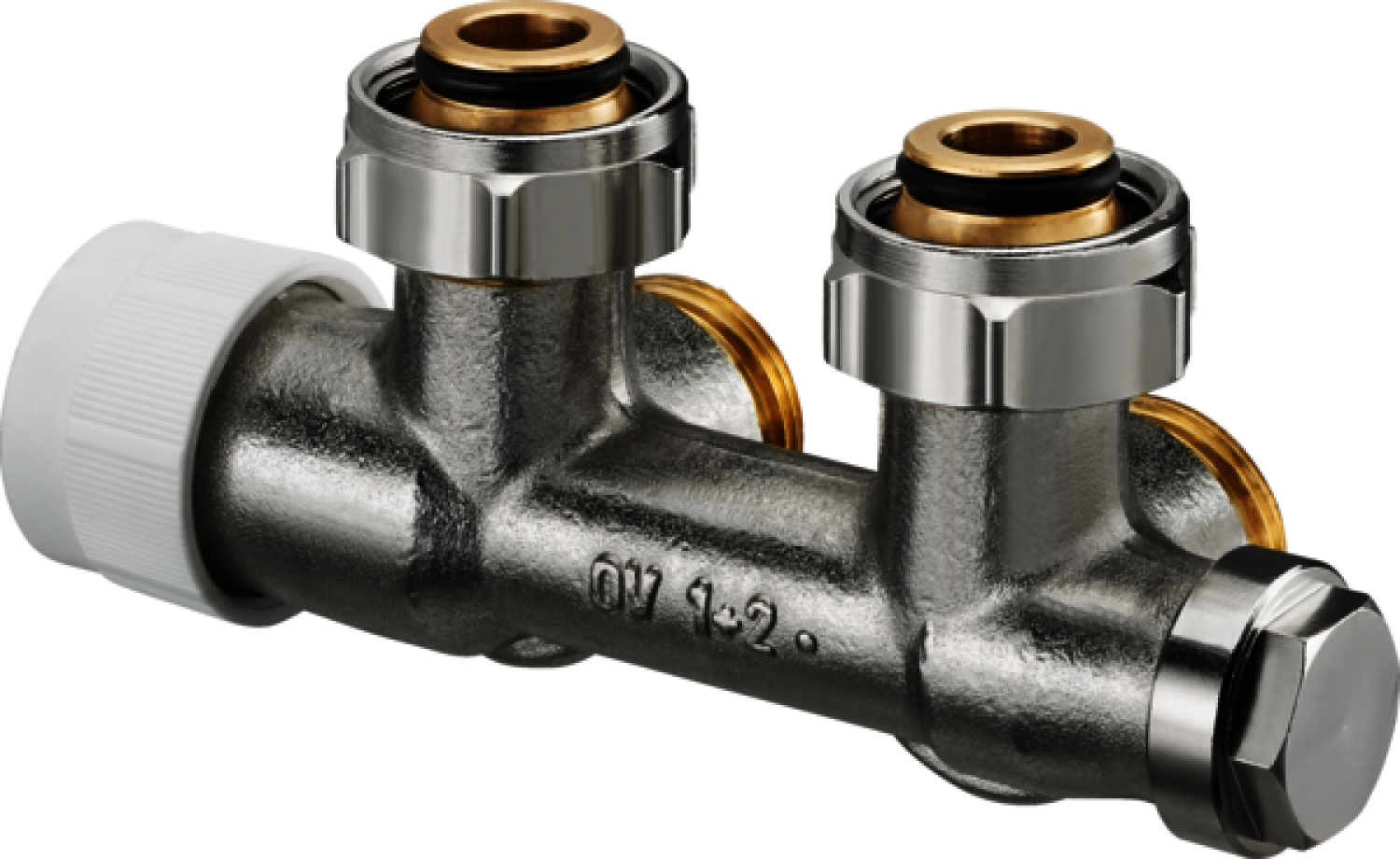 OVENTROP-Anschlussarmatur "Multiblock T" 3/4"ÜM x 3/4"AG,1-u.2-Rohr,Messing, Eck