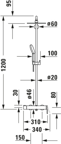 DU C.1 Duschsystem Einhebel Brausemisch. Keramikmischsystem, Chrom HG