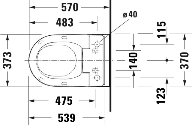 DU WWC 570mm ME by Starck,HygieneFlush weiß HYG, rimless, TS, Durafix,f.SWL
