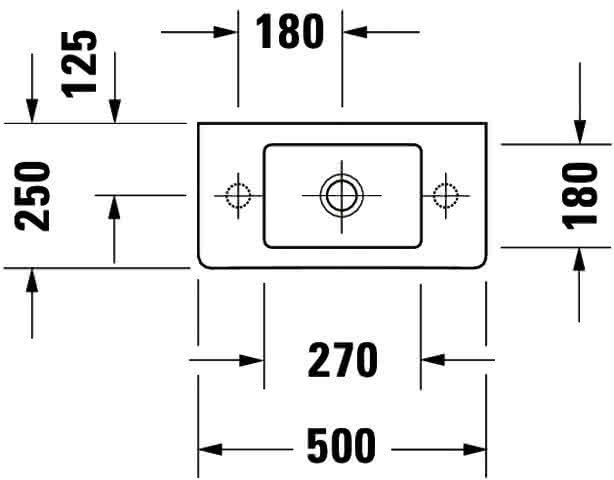 DU Handwaschbecken Vero 500 mm mit ÜL, mit HLB, HL links, weiß