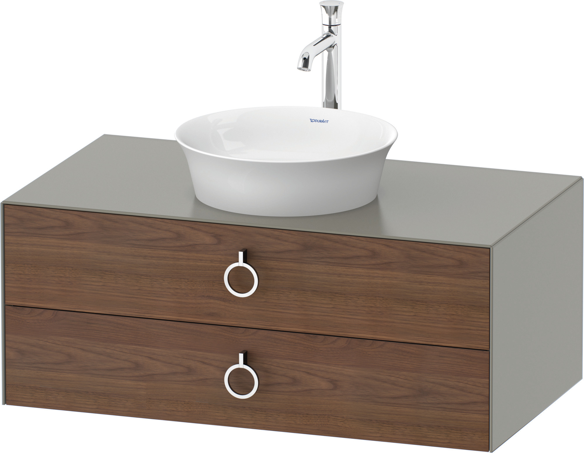 Duravit WTU wandh.White Tulip,2Schk.,m.Griff 408x1000x550,Am.Nussb.M./Steingrau Sdm.