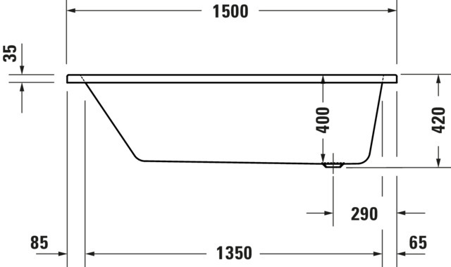 Duravit No.1 Whirlwanne Duravit 1500x700mm Einbauversion,1 Rückensch.,Jet P, Weiß
