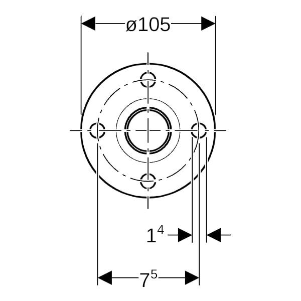 Geberit Mapress C-Stahl Flansch PN 10/16 mit Einschubende d22