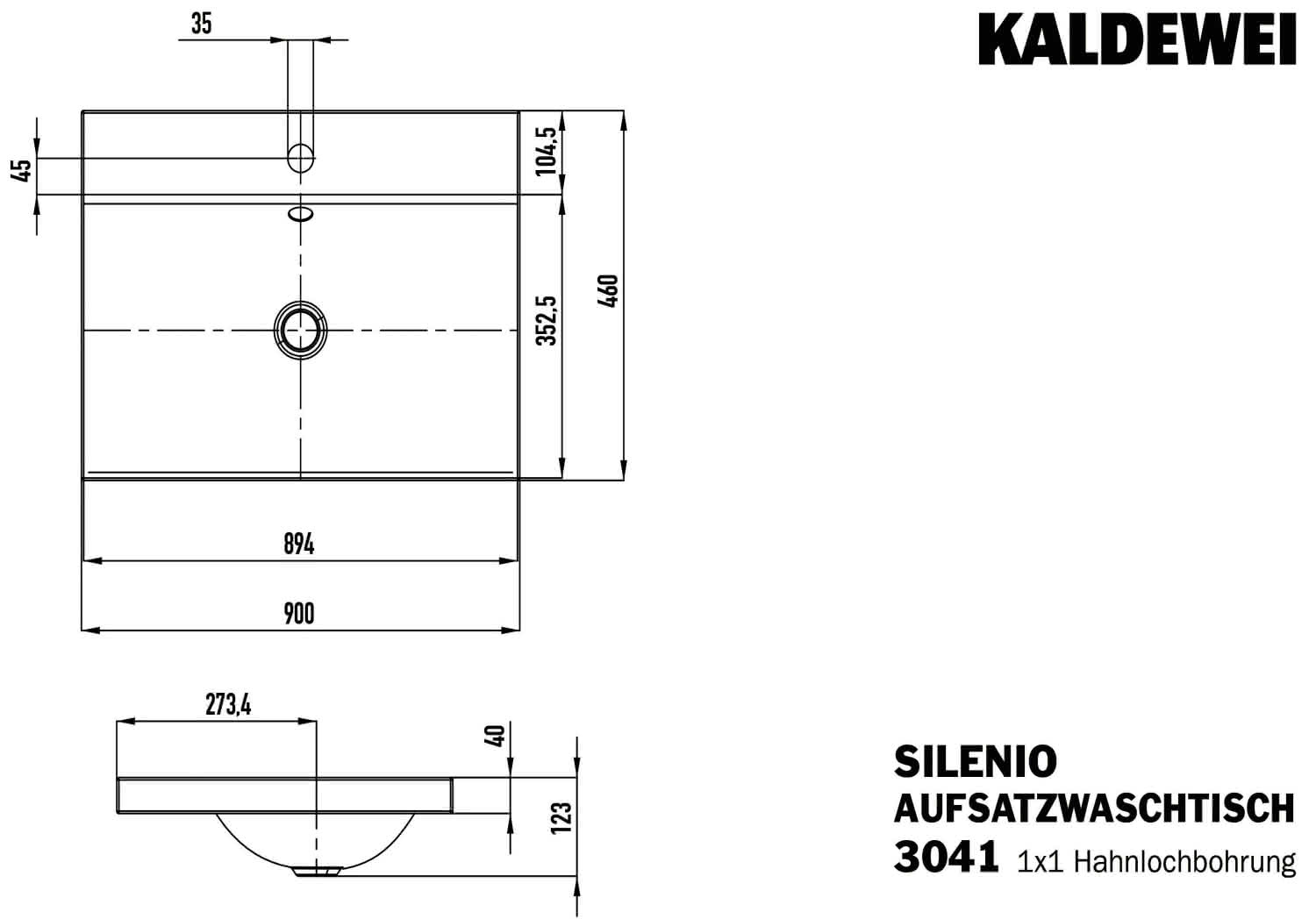 KA WB SILENIO Mod.3041,900x460mm,alpwe, PEFF,AD,m. 1HL,mÜL,chr