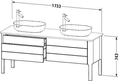 Duravit WTU bodenstehend Luv 743x1783x570mm 2 SchKa,2 Ausz.,Nachtblau Seidenmatt