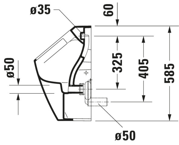 DU Urinal ME by Starck, Zulauf v.hinten rimless, ohne Fliege, weiß