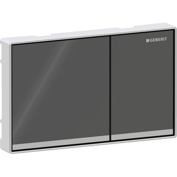 Geberit Omega60 BetPl., eckig, für 2-M-Sp. lava Glas glzd / Glas versp. /chrom glzd