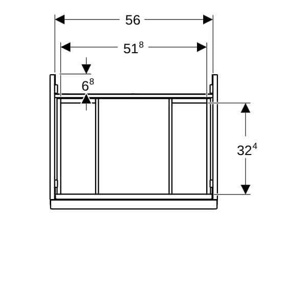 Geberit Acanto US für WT B:60cm, 1 Schubl. 1 i.Schubl., weiß hgl./Glas weiß