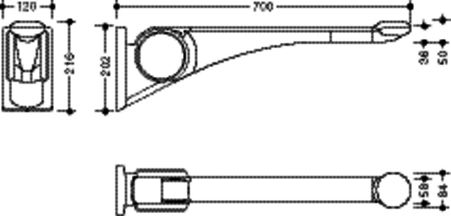 HEWI Stützklappgriff Premium,700 mm weiß hochgl.- weiß matt