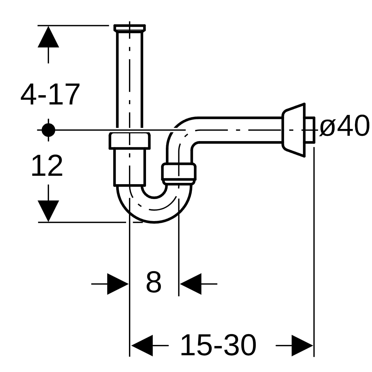 Geberit Rohrbogengeruchsverschluss für WT Abgang horizontal 5/4''x40