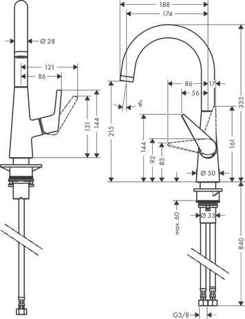 Hansgrohe Spültischmischer 220 Talis M51 1jet chrom