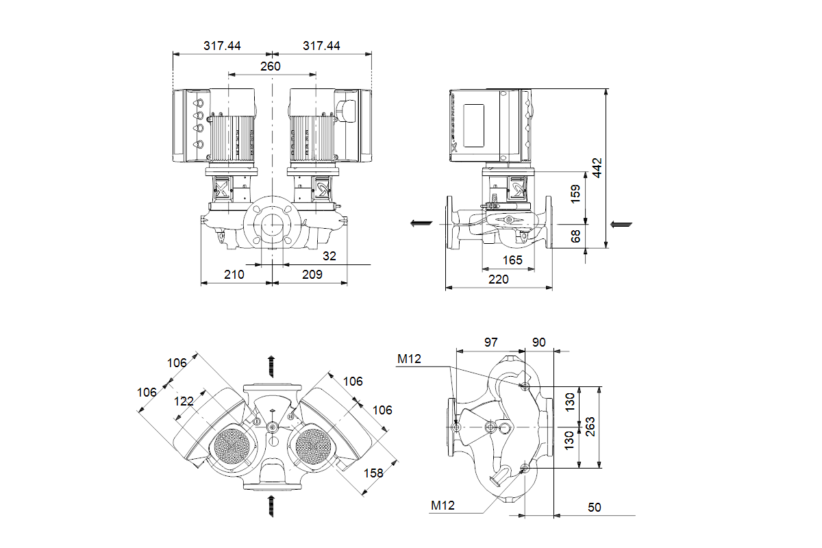 GRUNDFOS Elektr. ger. Trockenläuferpumpe TPE2 D 32-80 N-A-F-A-BQQE-CYB