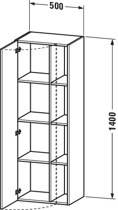 Duravit Hochschrank DuraStyle 360x500x1400mm 1Tür,TA li.,betongrau m./betongrau m.