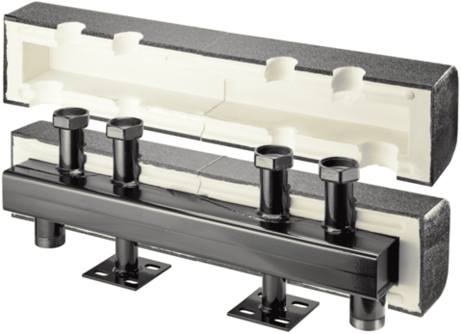 OVENTROP-Verteilerbalken für Regumat DN 32 plus, für 4 Heizkreise, Stahl